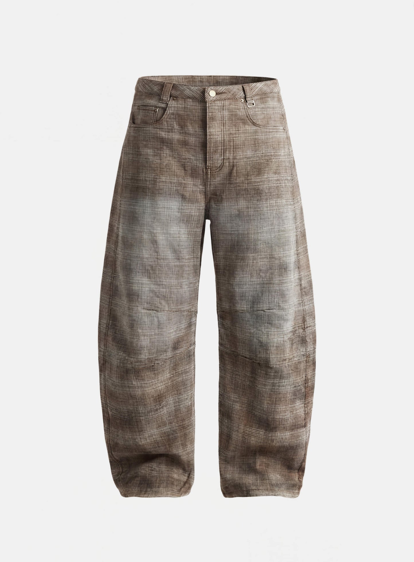 [w-pts25-108] 0519 Shinchiback Curved Pants - Brown Check
