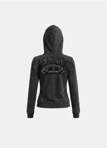 [w-hde26-061] Mystic Capsule Patch Zip-up Hoodie – Washed Black