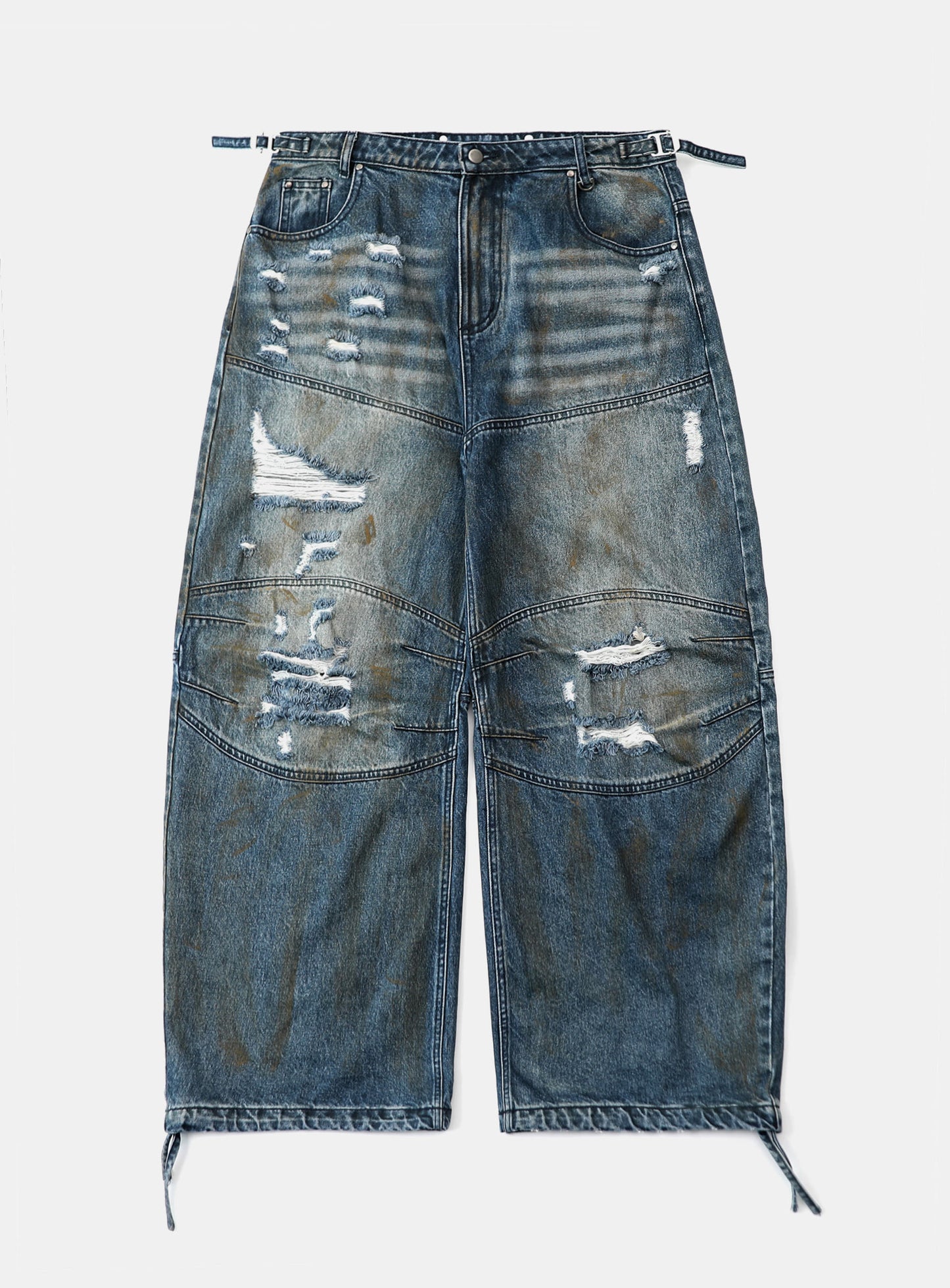 0409 Cosmo Convex Denim Pants - Mid Blue