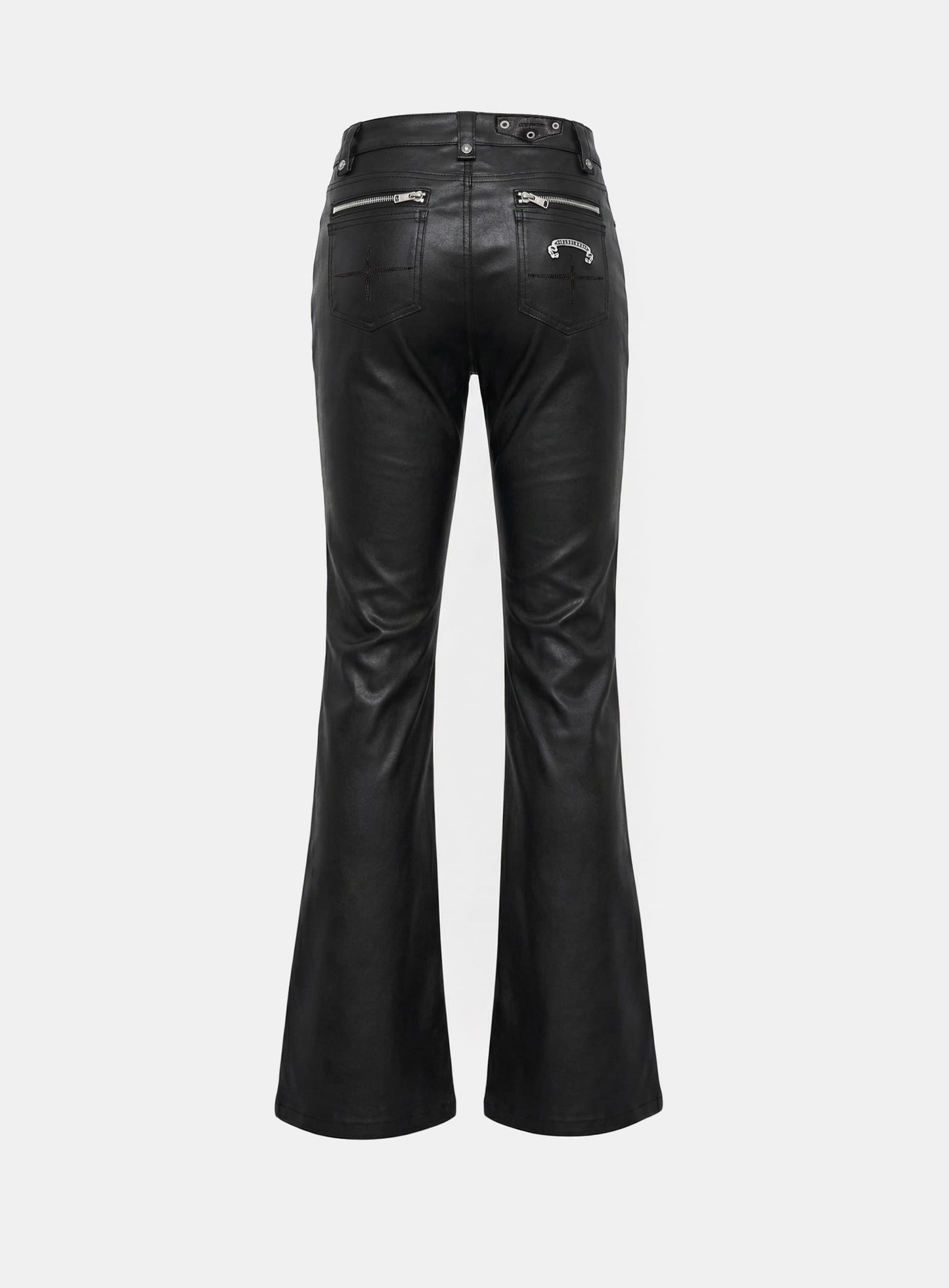 [w-pts25-112] Viper Mid-Rise Bootcut Pants - Coated Black