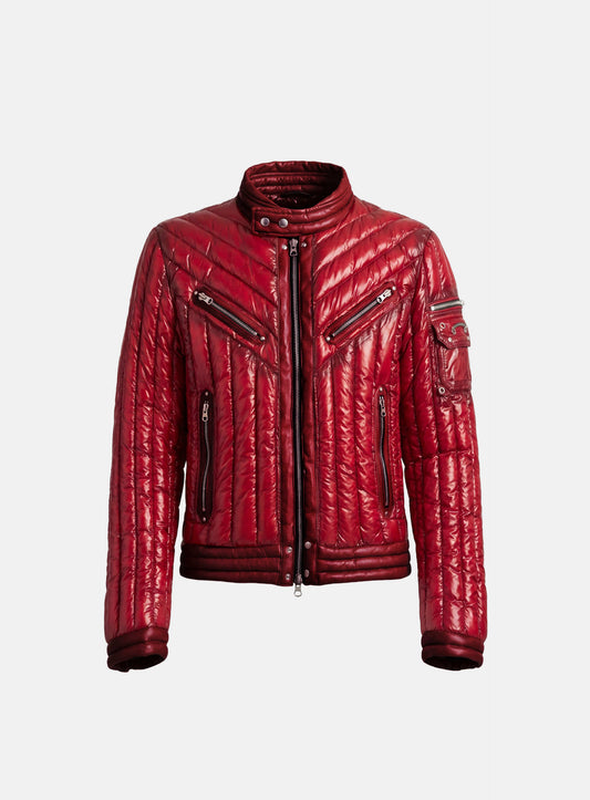 [﻿PREORDER] [w-jkt26-077] Chevron 311 Lightweight Racer High-Neck Puffer – Red