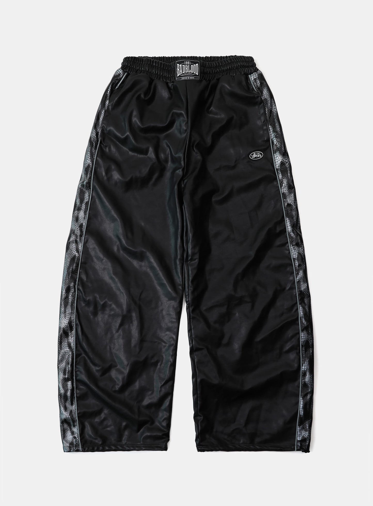 Contrast Leather Track Pants - Black Python