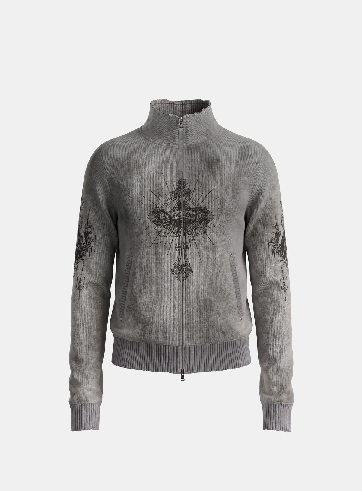 [w-jkt26-071] TMV SAINT DOMINIC Full-Zip Knit Track Top - Charcoal