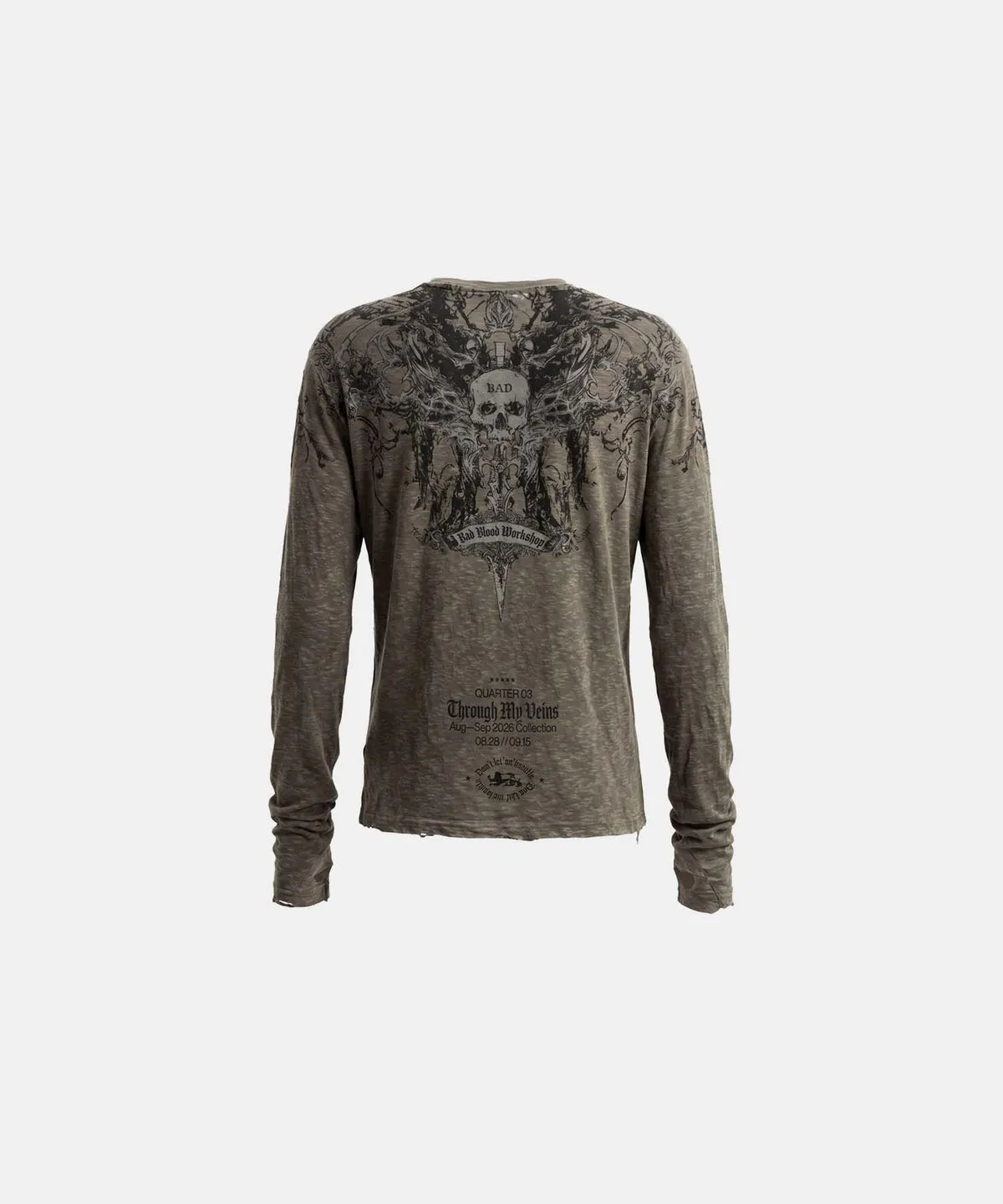 [w-tee26-278] T.M.V. SKULL Workshop Long Sleeve - Khaki