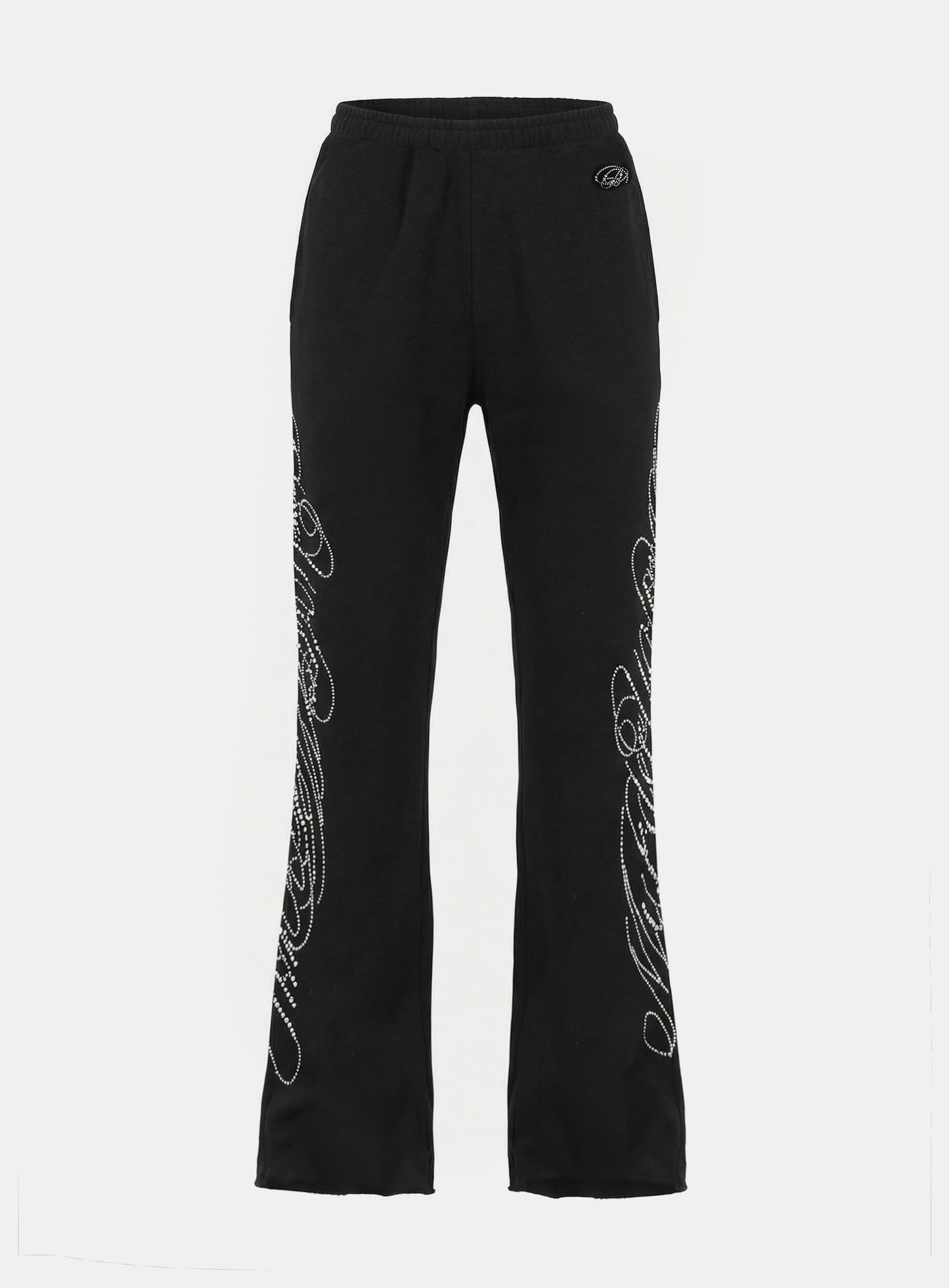 [w-pts25-123] Dark Classic MYM Rhinestone Bootcut Pants - Black