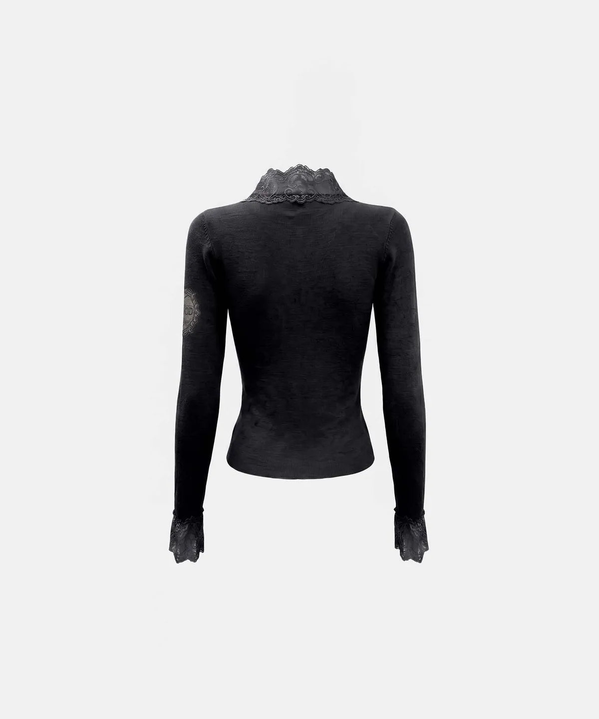 [w-cdg26-007] H.B.B. V-NECK Lace Cardigan- Black