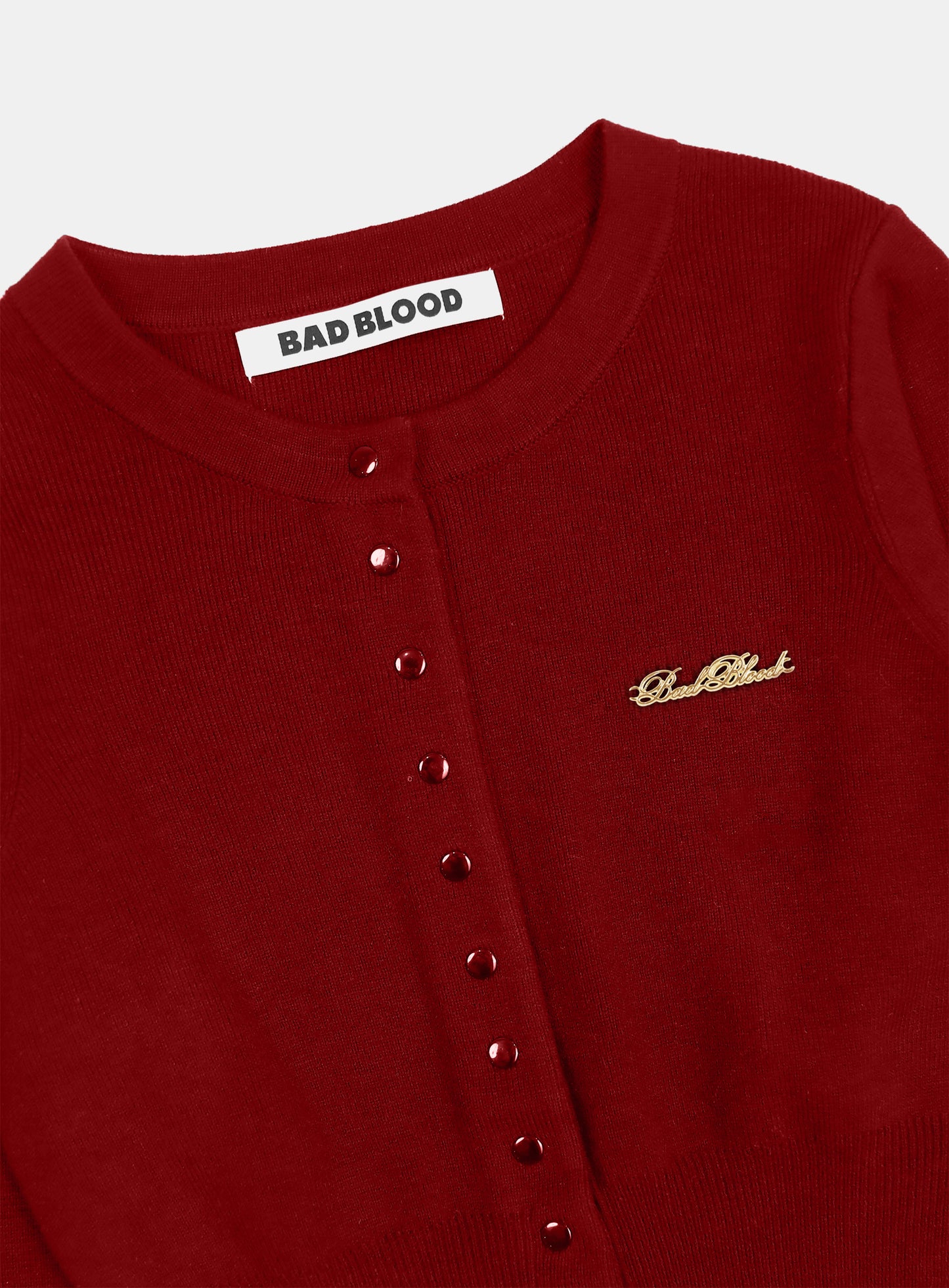 Pure Classic Button Up Round Cardigan - Red