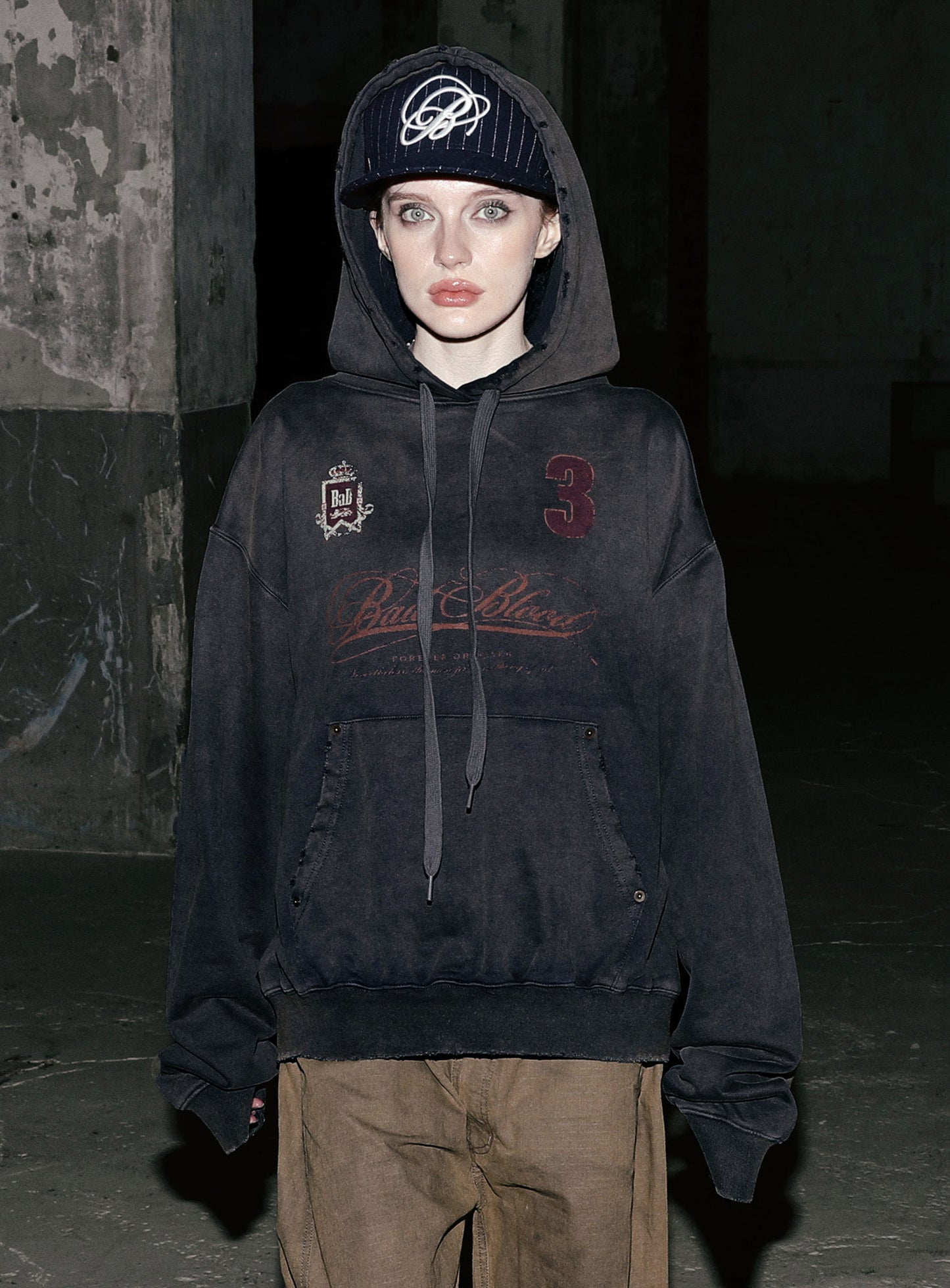 Dark Classic Wool Ballcap - Navy/Striped