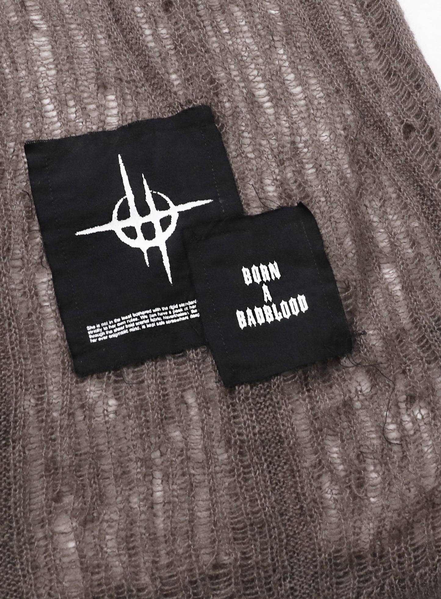 Ripped Knit Hooded Sweater - Khaki
