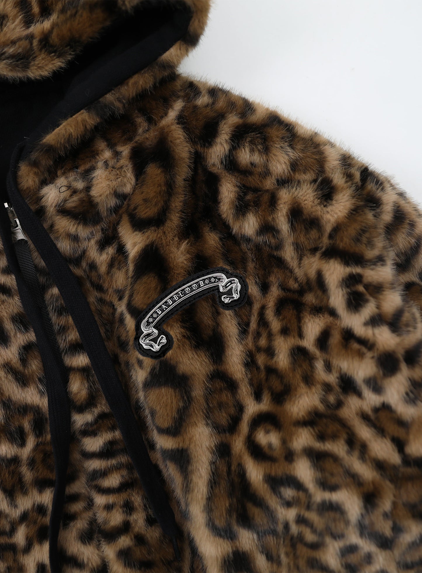 Mystic 11 Reversible Fur Hooded Jacket - Black/Brown Leopard