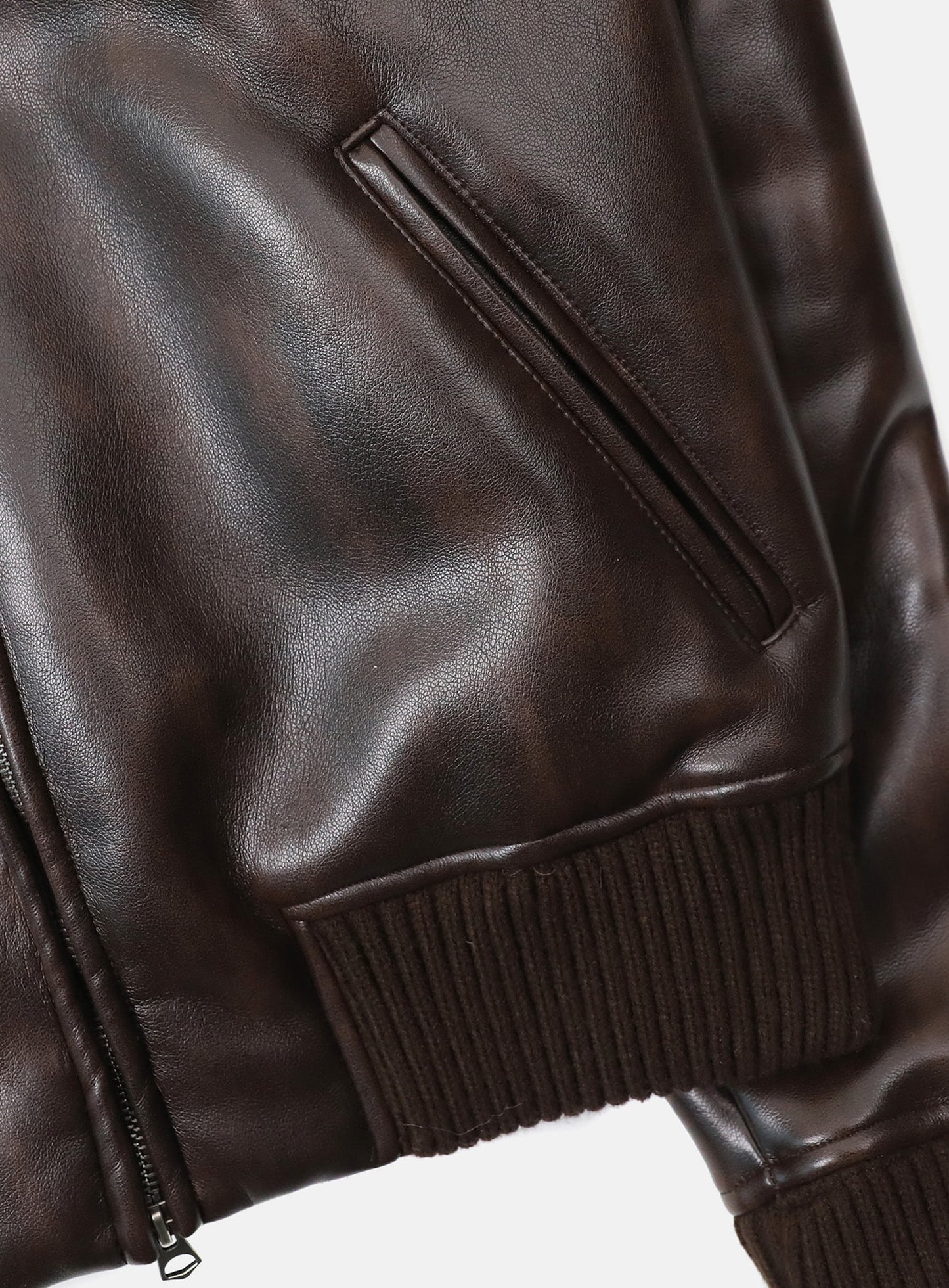 [w-jkt25-057] Viper21 Shearling Leather Bomber Jacket - Washed Brown