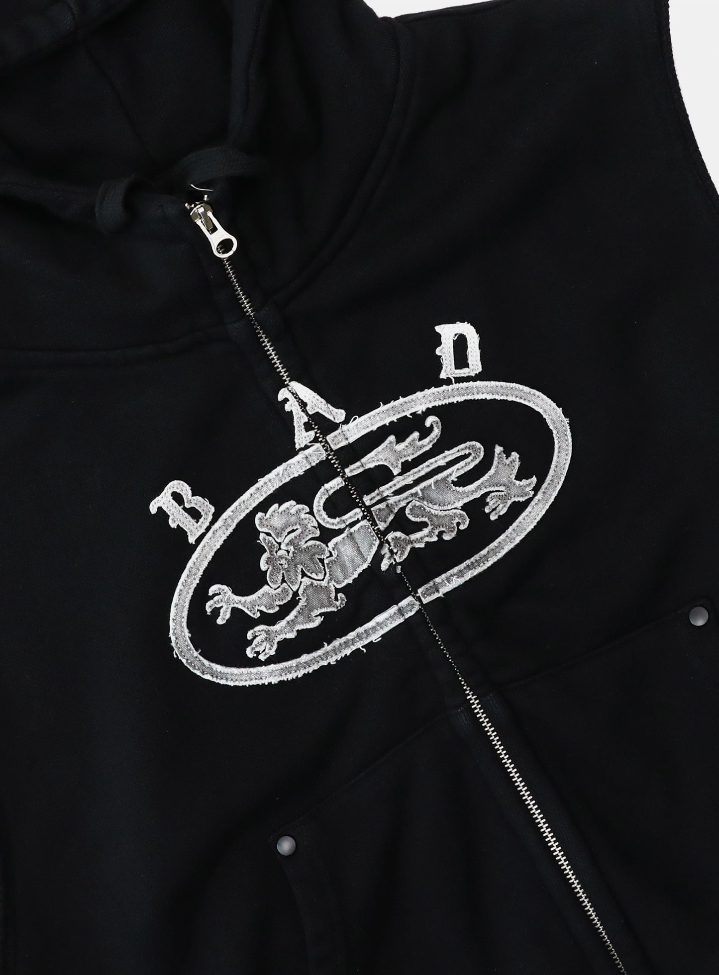 Mystic Patch Sleeveless Hooded Zip-Up - Washed Black