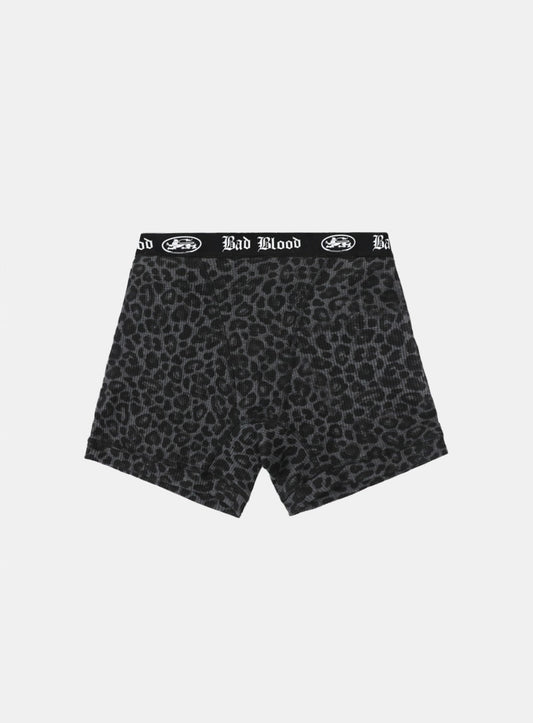 [w-pnt25-013] Mystic Waffle Knit Boxer Briefs - Black Leopard