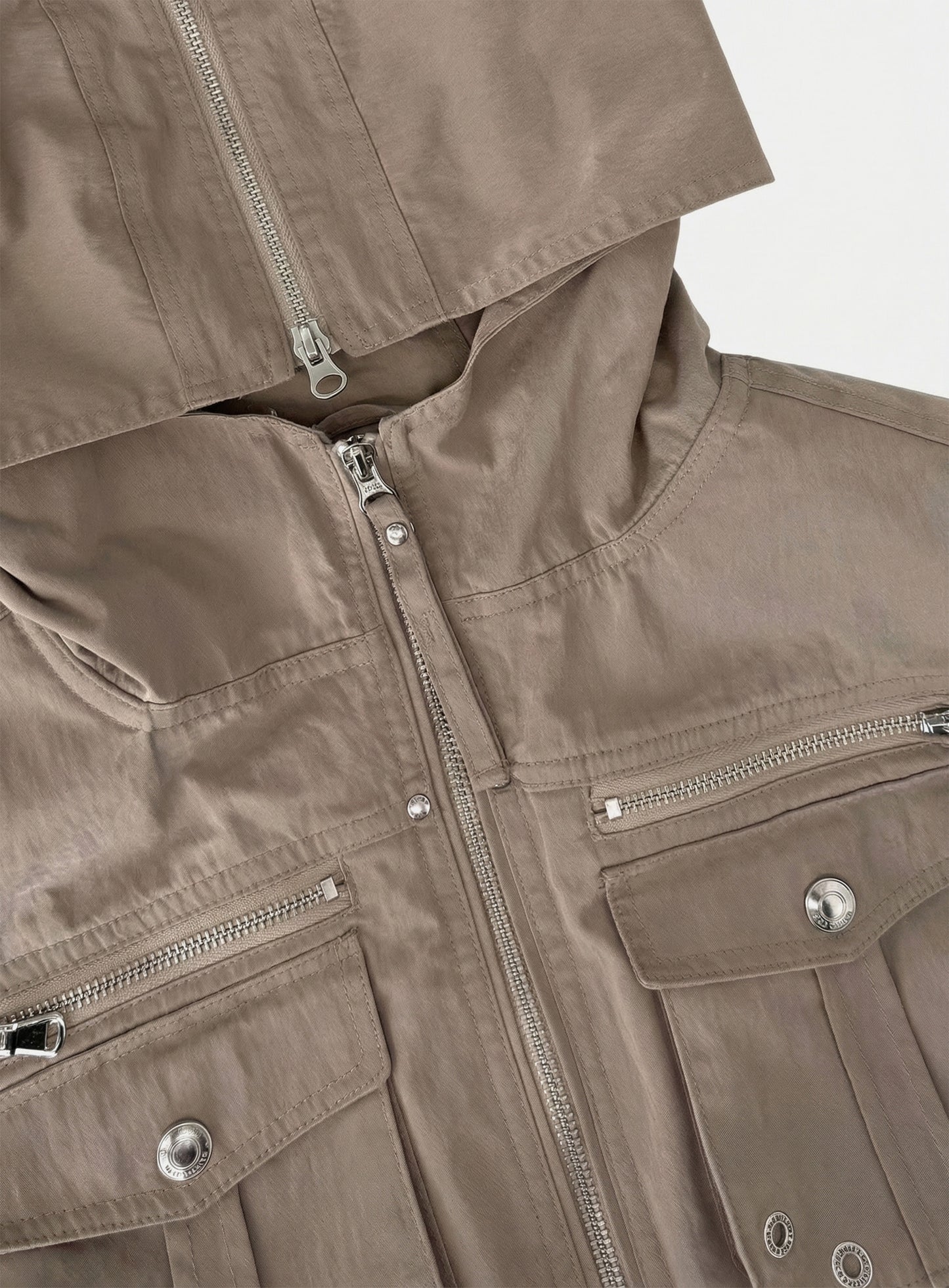 [w-jkt26-026] Daytona Nylon Hooded Jacket - Khaki Beige