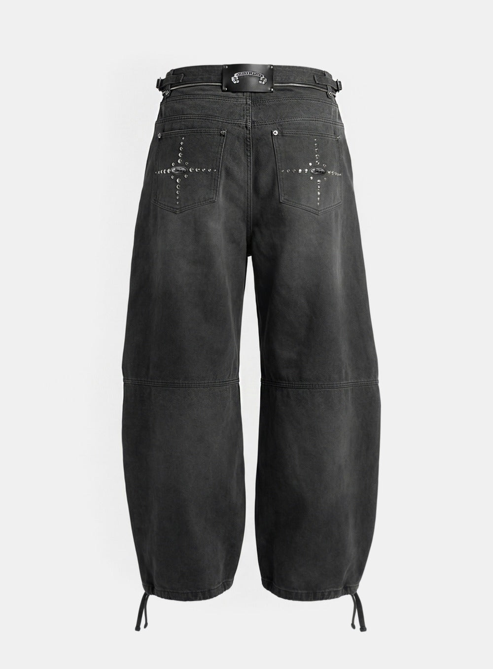 [w-pts25-117] Star Studded Convex Pants - Dusty Black