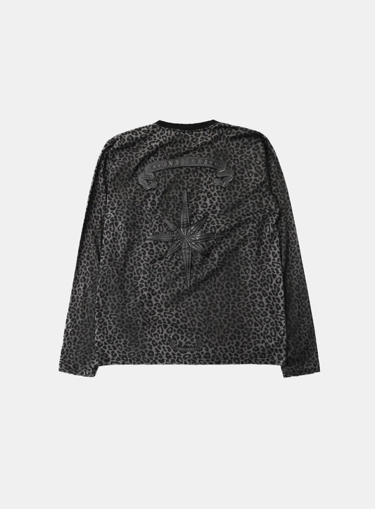 Cosmo Bad Patch Ringer Long Sleeve - Black Leopard