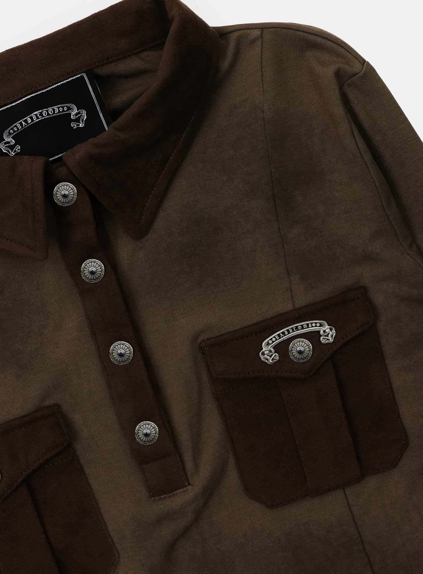 [w-tee25-185] Vintage Jersey Polo Shirt - Brown
