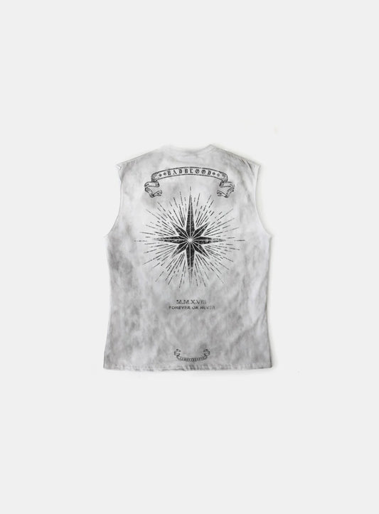 Cosmo Print Cut Off Tee - White