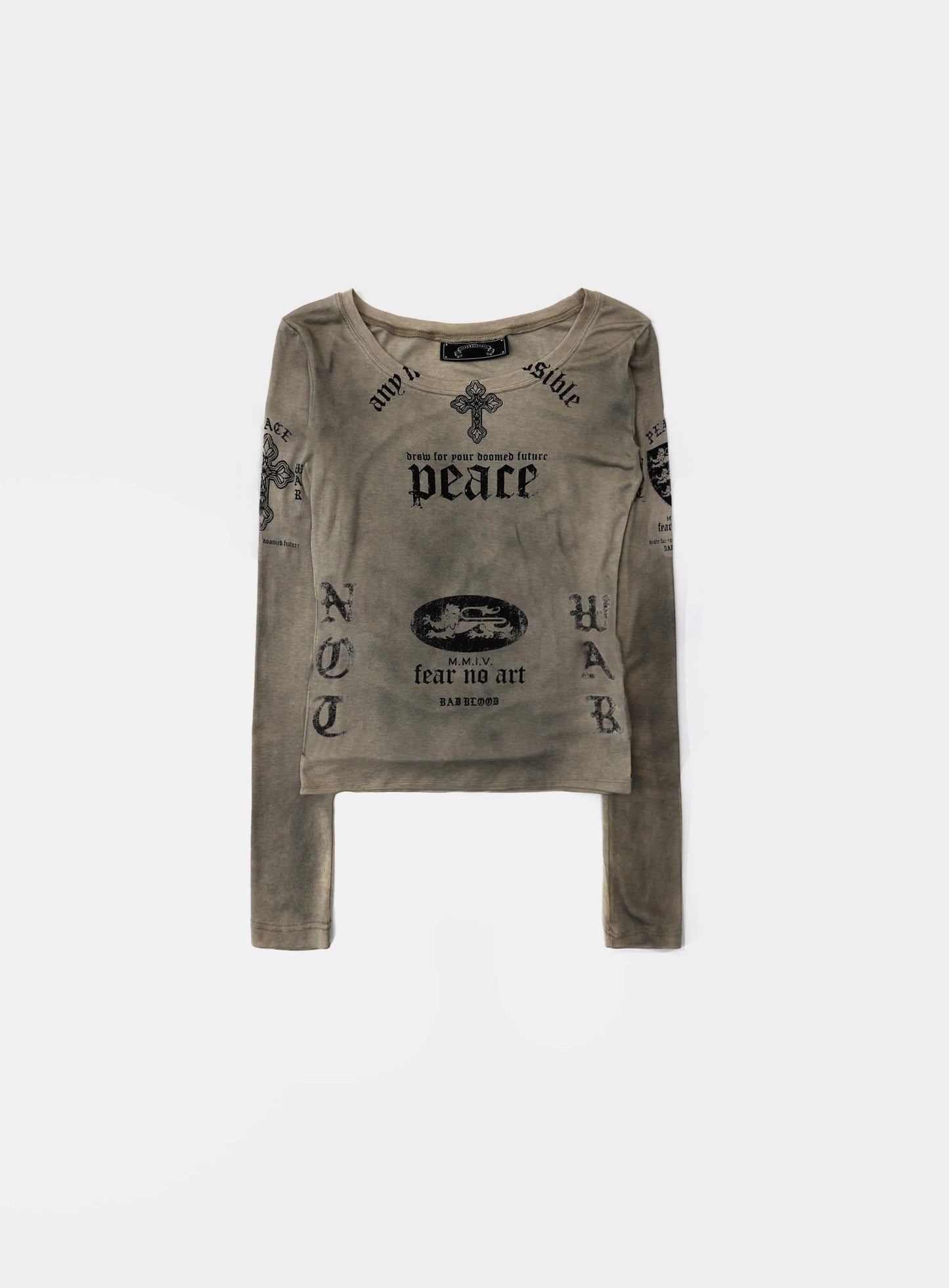 PEACE NOT WAR Loose Fit Tee - Dusty Beige