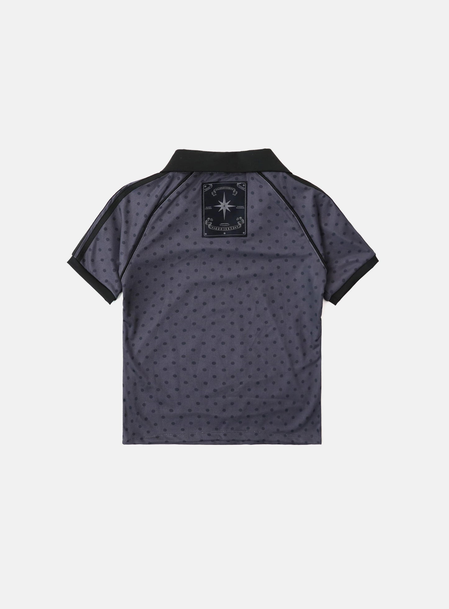 [AQUA]  Splash Dot V-Neck Collared T-Shirt - Charcoal