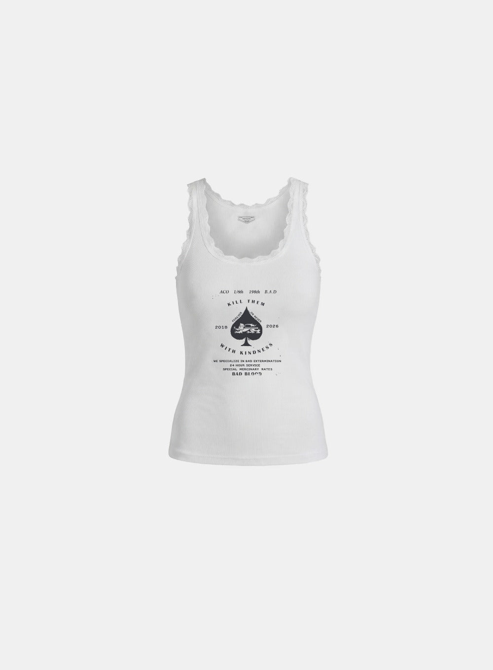 [w-tnk26-048] Ace of Spades Lace Tank - White