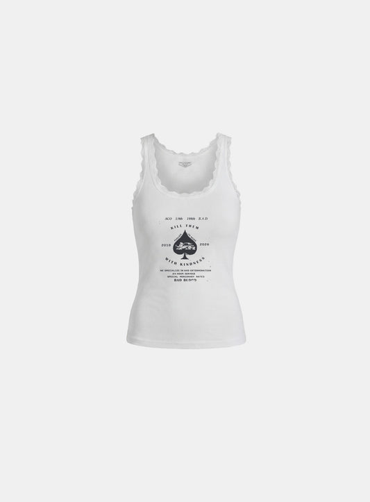 [w-tnk26-048] Ace of Spades Lace Tank - White