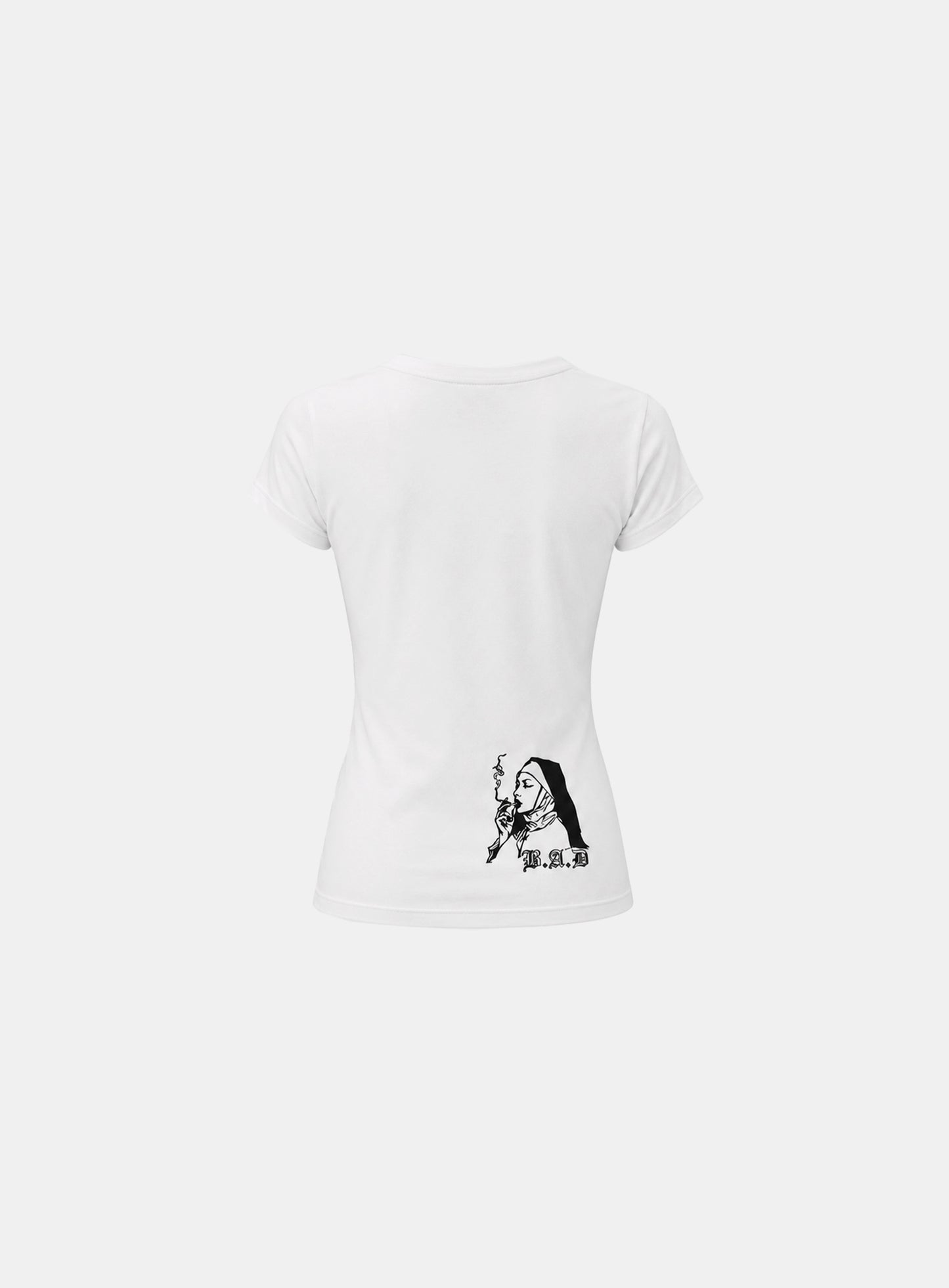 [w-tee26-187] Dark Classic 2 Crew Neck 1/2 T-shirt - White