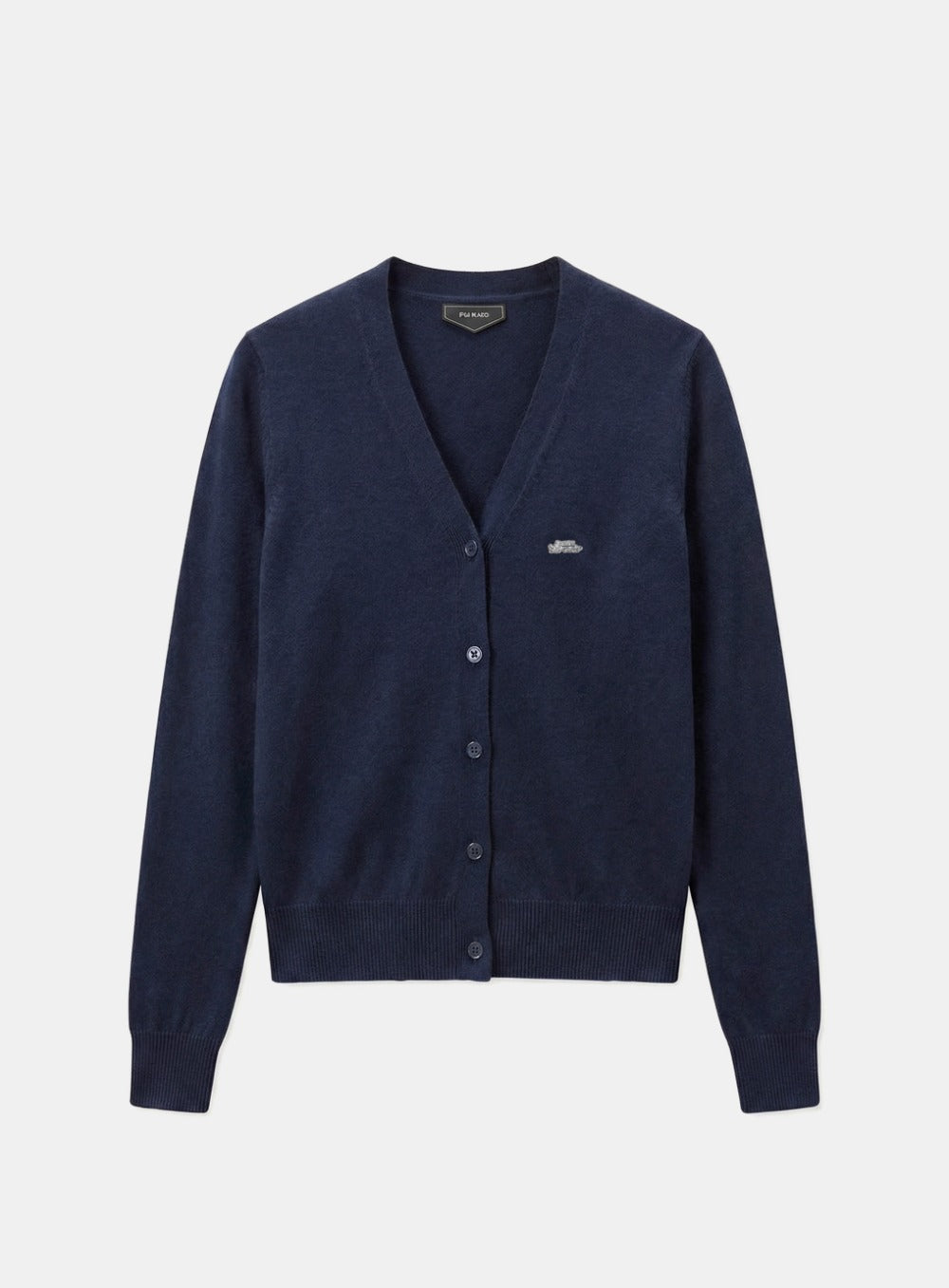[w-knt26-017] Fine Merino Wool V-Neck Cardigan - Navy