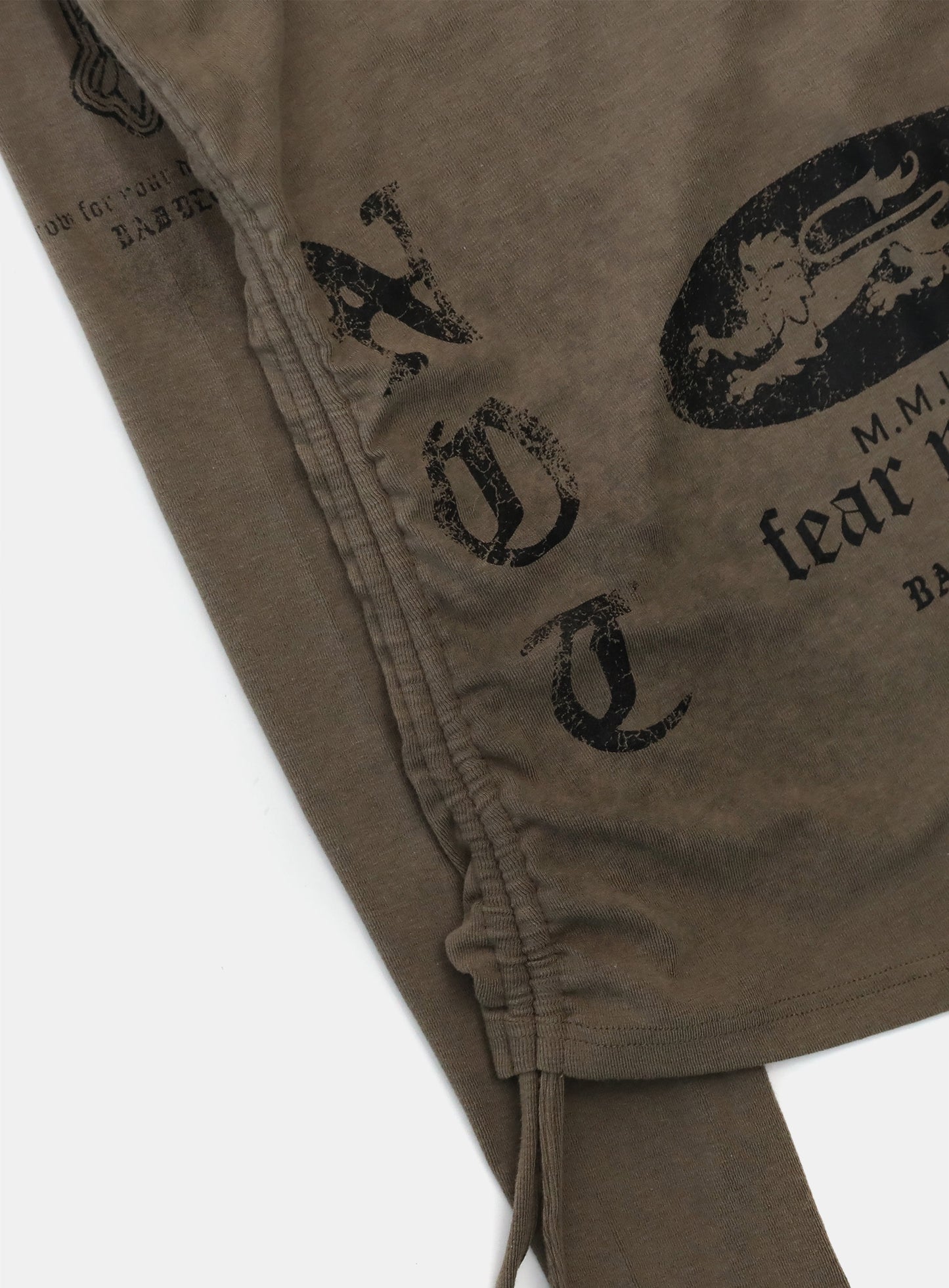 [w-hde25-087] PEACE NOT WAR Slim Cutout Hoodie - Tobacco