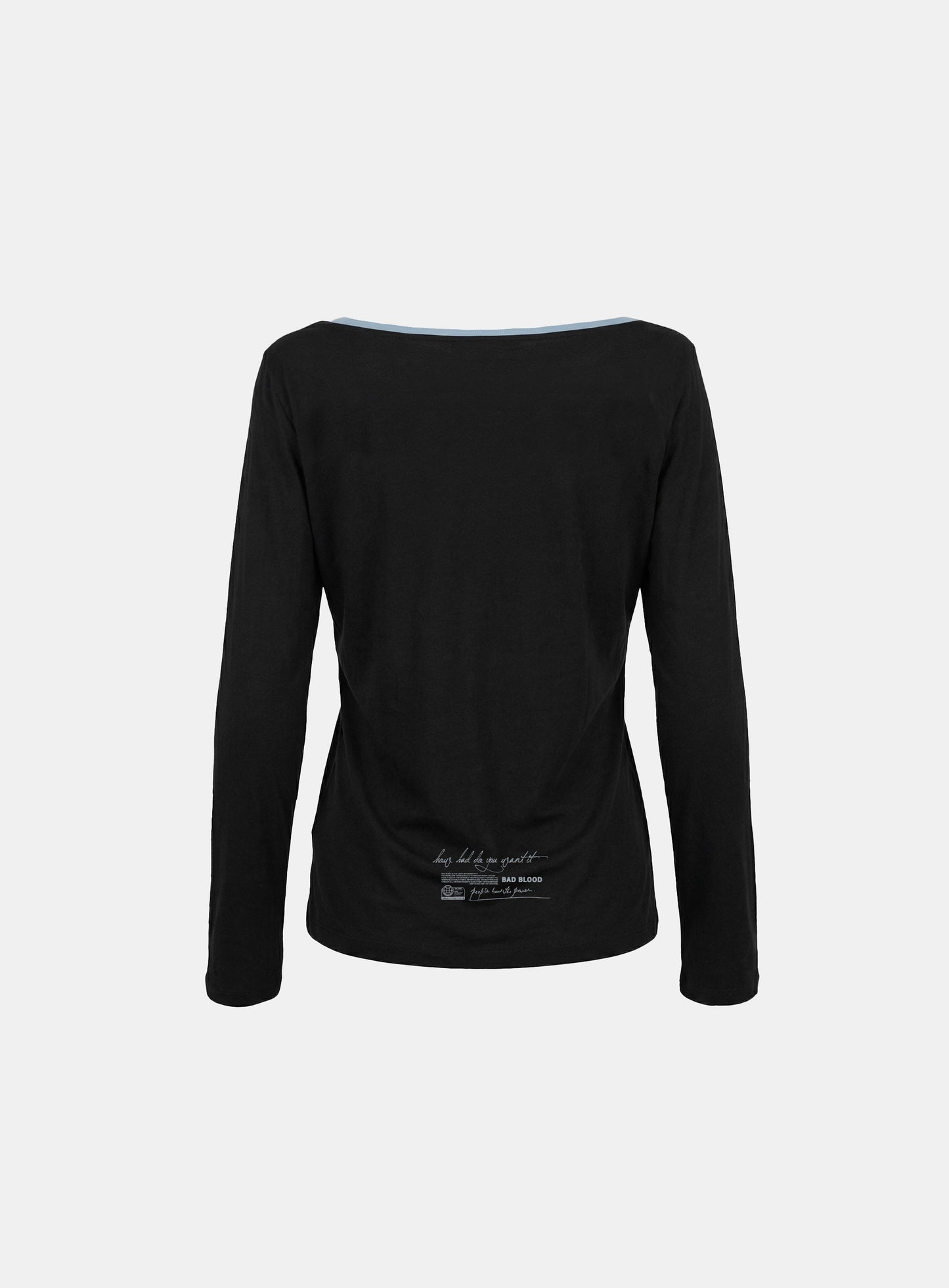 [w-tee26-129] Script Graphic Ringer Loose-Fit T-Shirt - Black