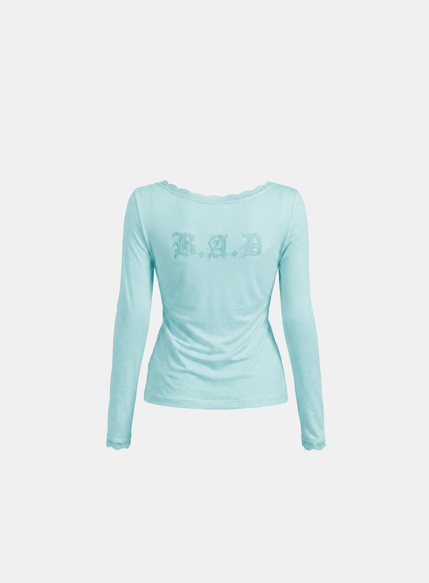 [w-tee26-192] Lace Layered Loose Fit Long Sleeve - Mint