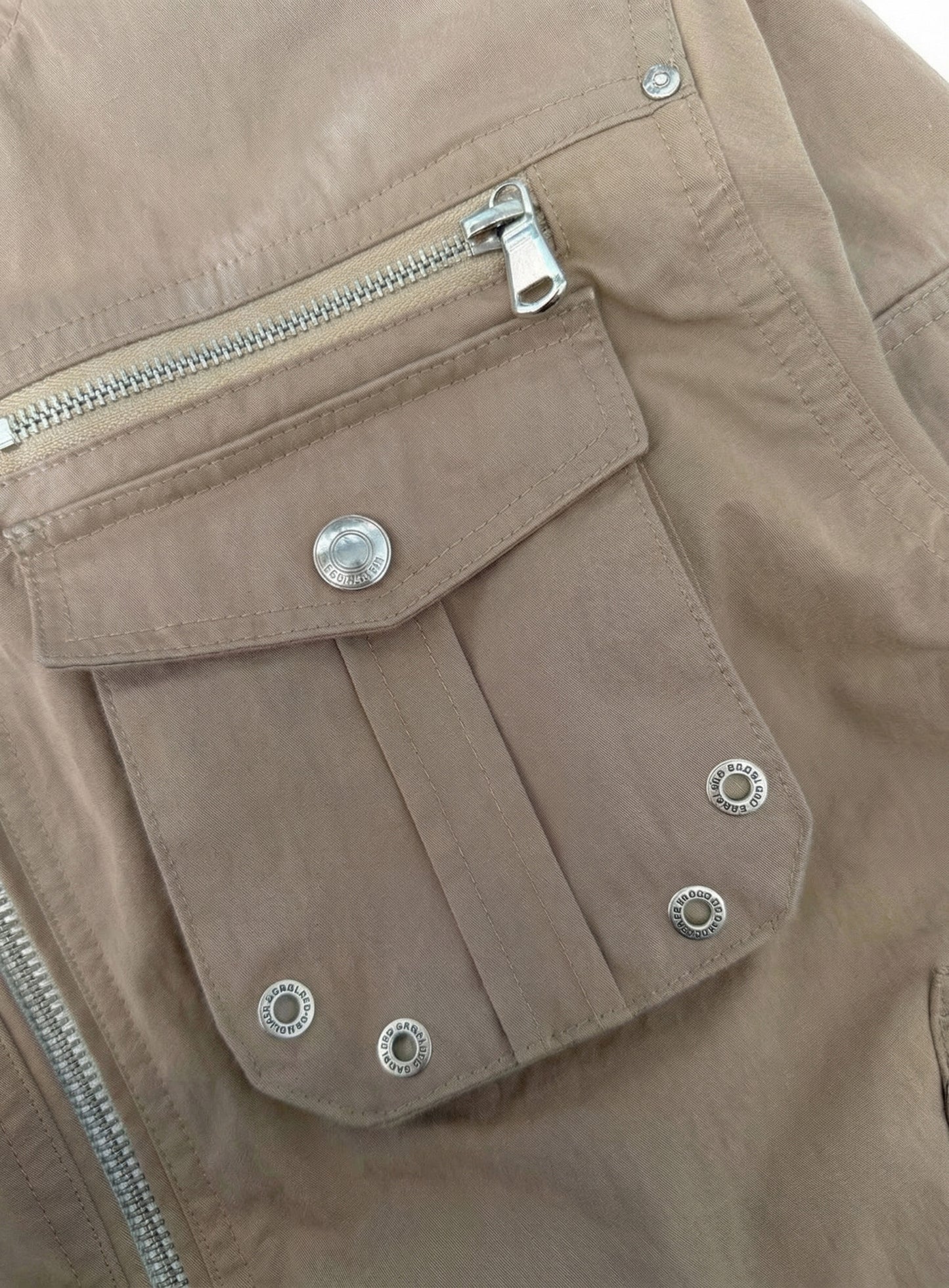 [w-jkt26-026] Daytona Nylon Hooded Jacket - Khaki Beige