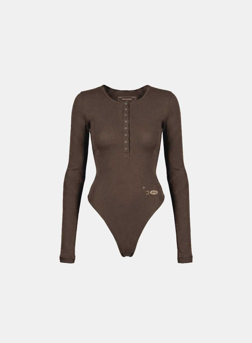 [w-jst26-002] BS Cotton Jersey Henley Neck Bodysuit - Brown