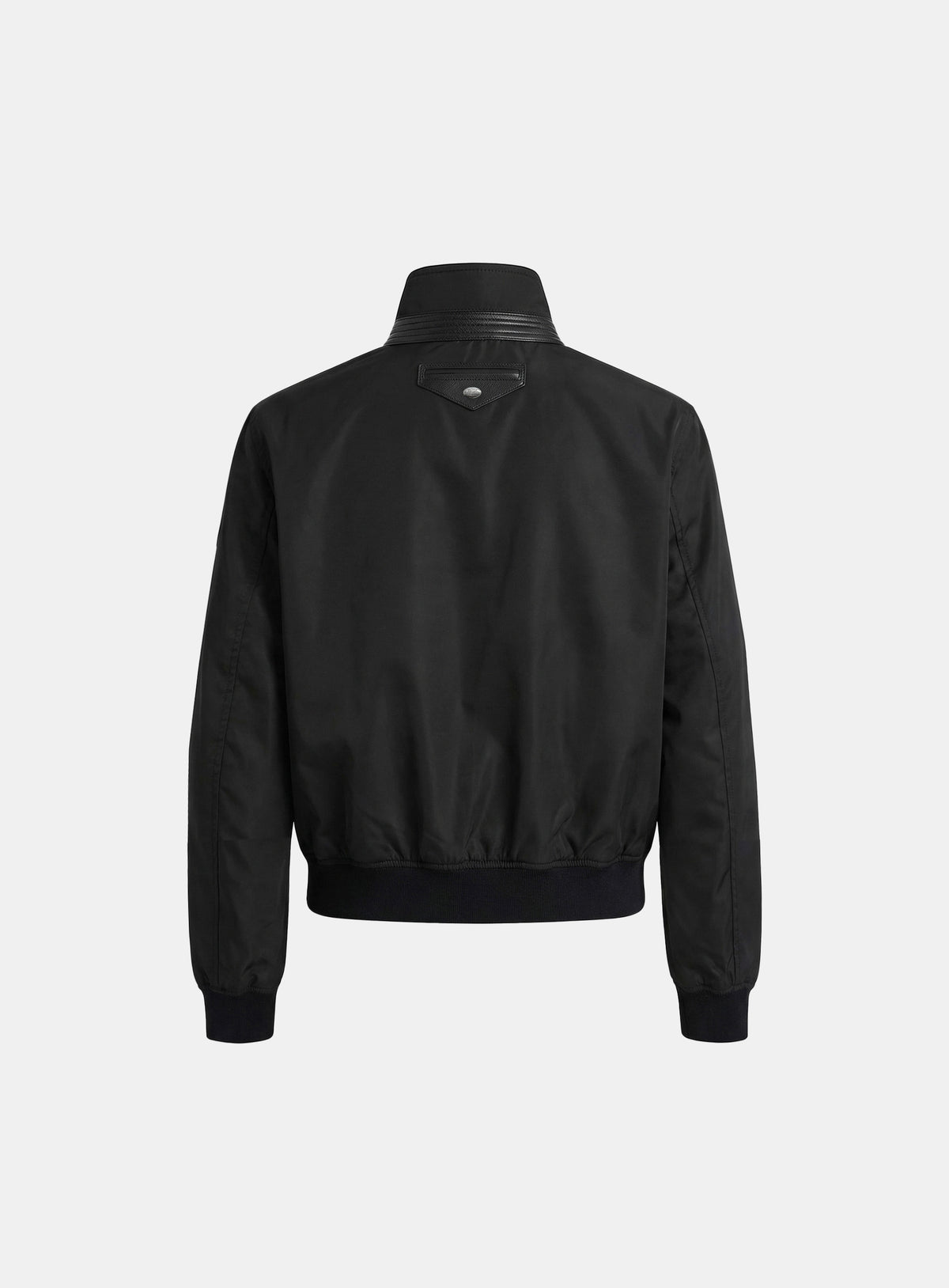 [w-jkt26-037] Contour Technical Leather Panel High-Neck Jacket - Black