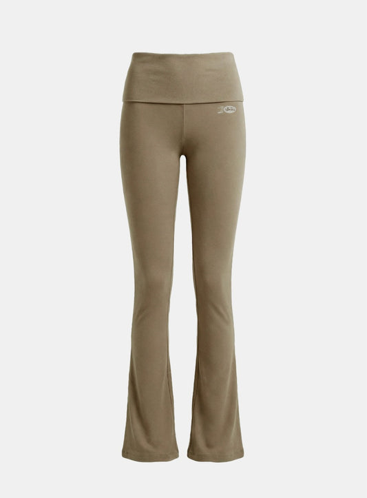 [w-pts26-026] BS Cotton Jersey Essential Fold-Over Bootcut Pants - Tobacco