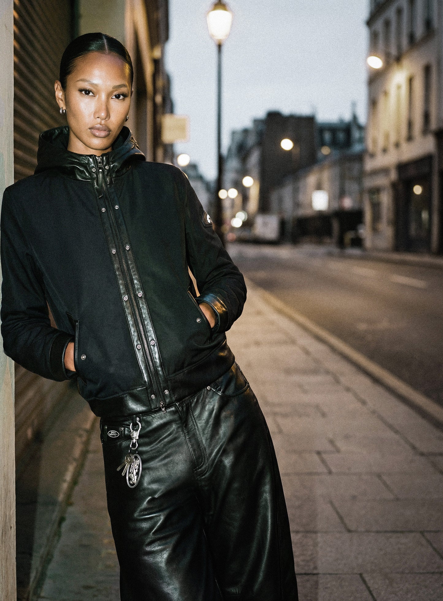 [w-jkt25-074] Viper91 Contrast Hooded Blouson - Black