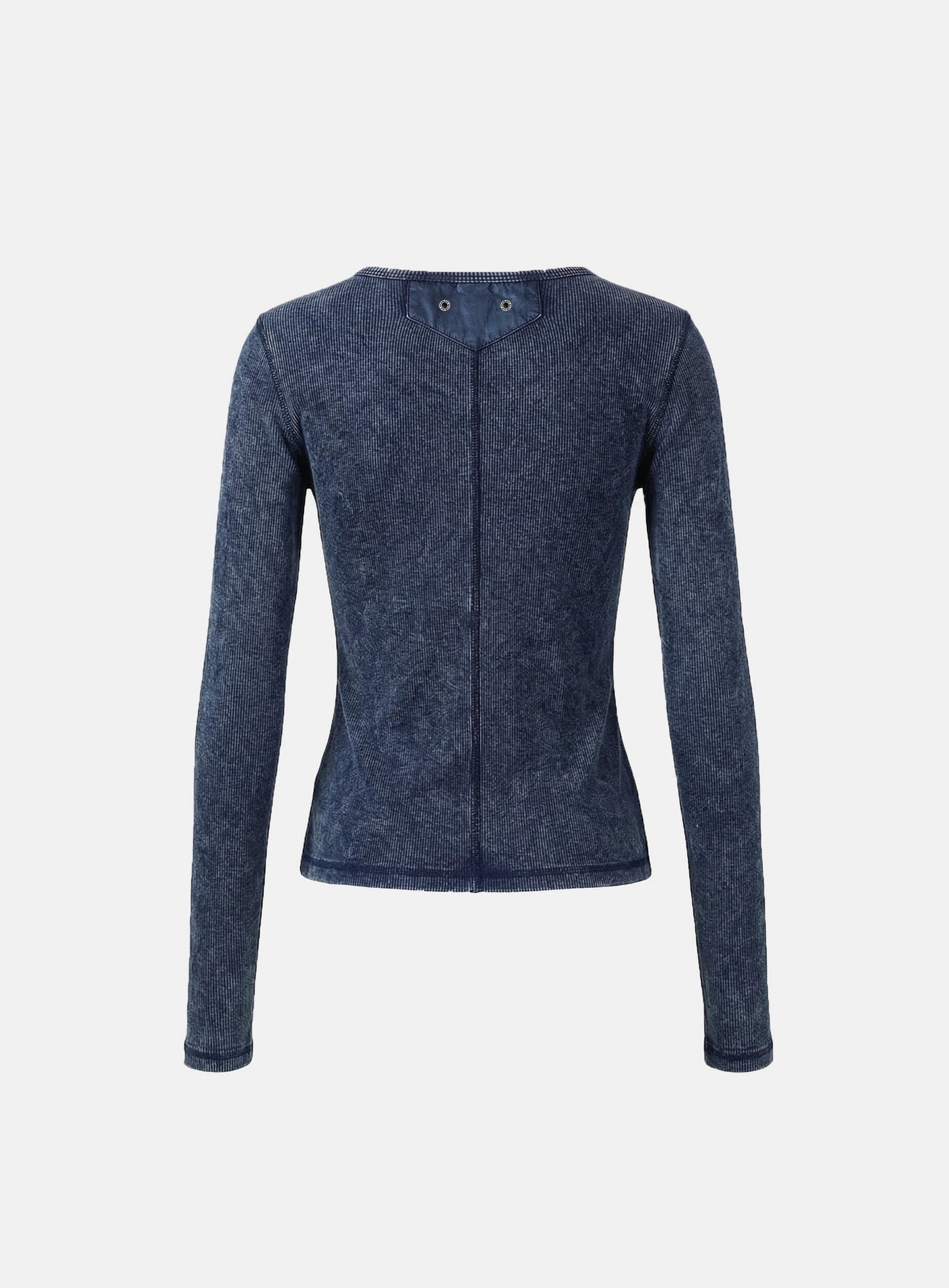 [w-tee26-008] Viper Cotton Rib Henley Neck Long Sleeve - Blue