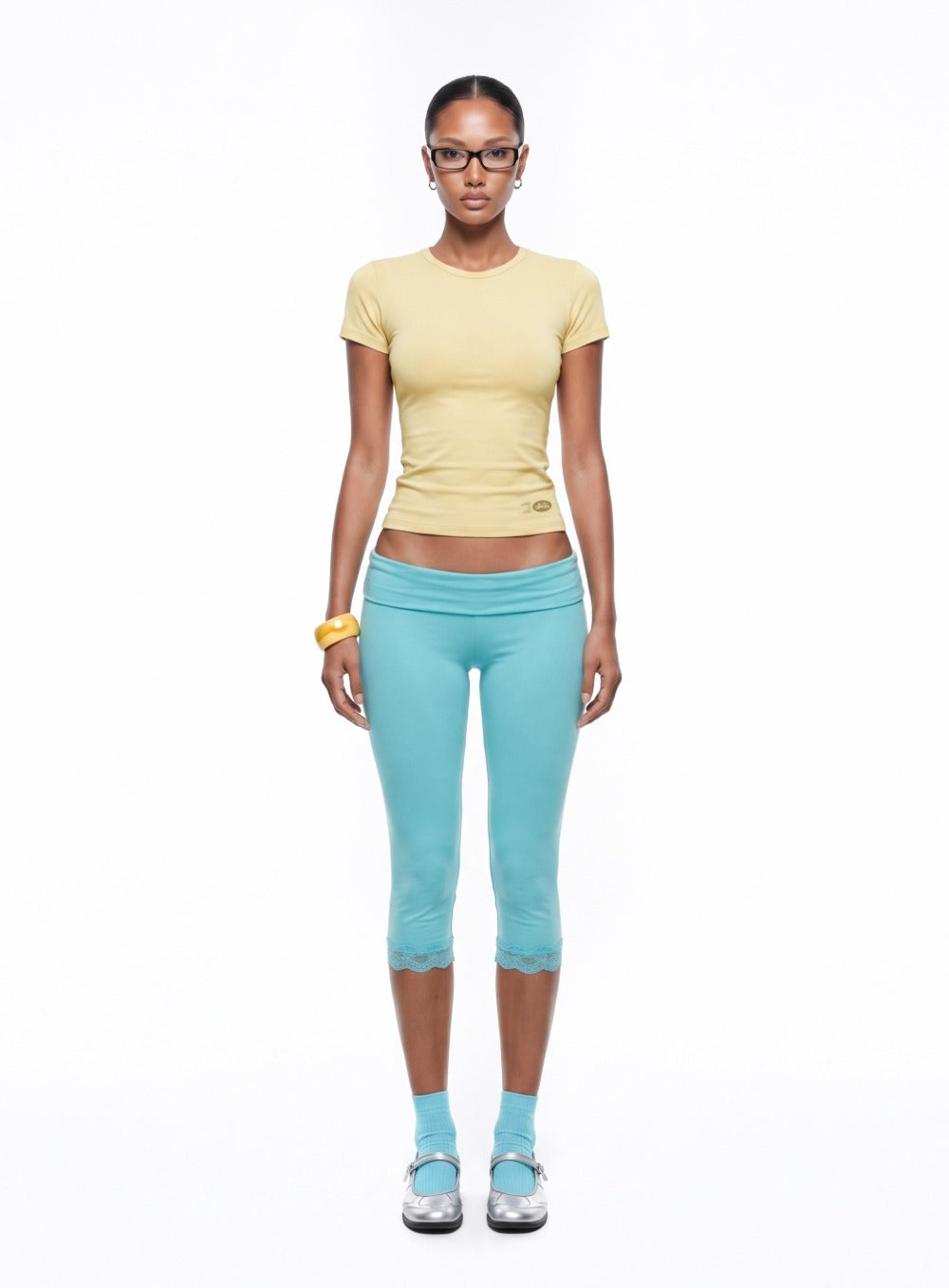 [w-tee26-194] Everyday Crew Neck Short Sleeve T-Shirt - Yellow