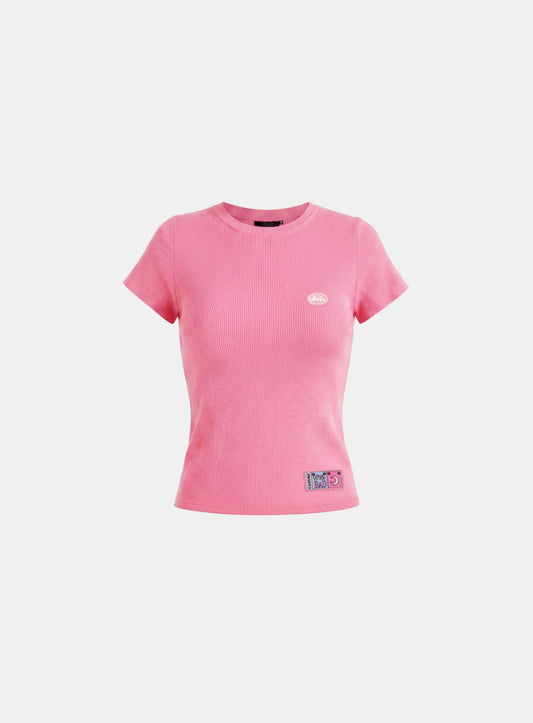 [w-tee26-215] Ambassador 26 Cotton Rib 1/2 Sleeve T-shirt - Pink