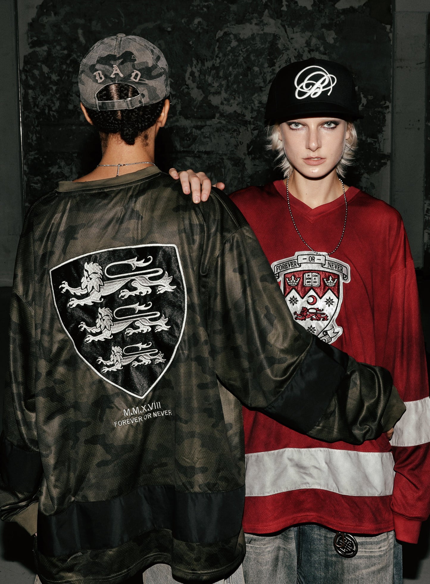 Shield M Contrast V-Neck Jersey Long Sleeve - Green Camo