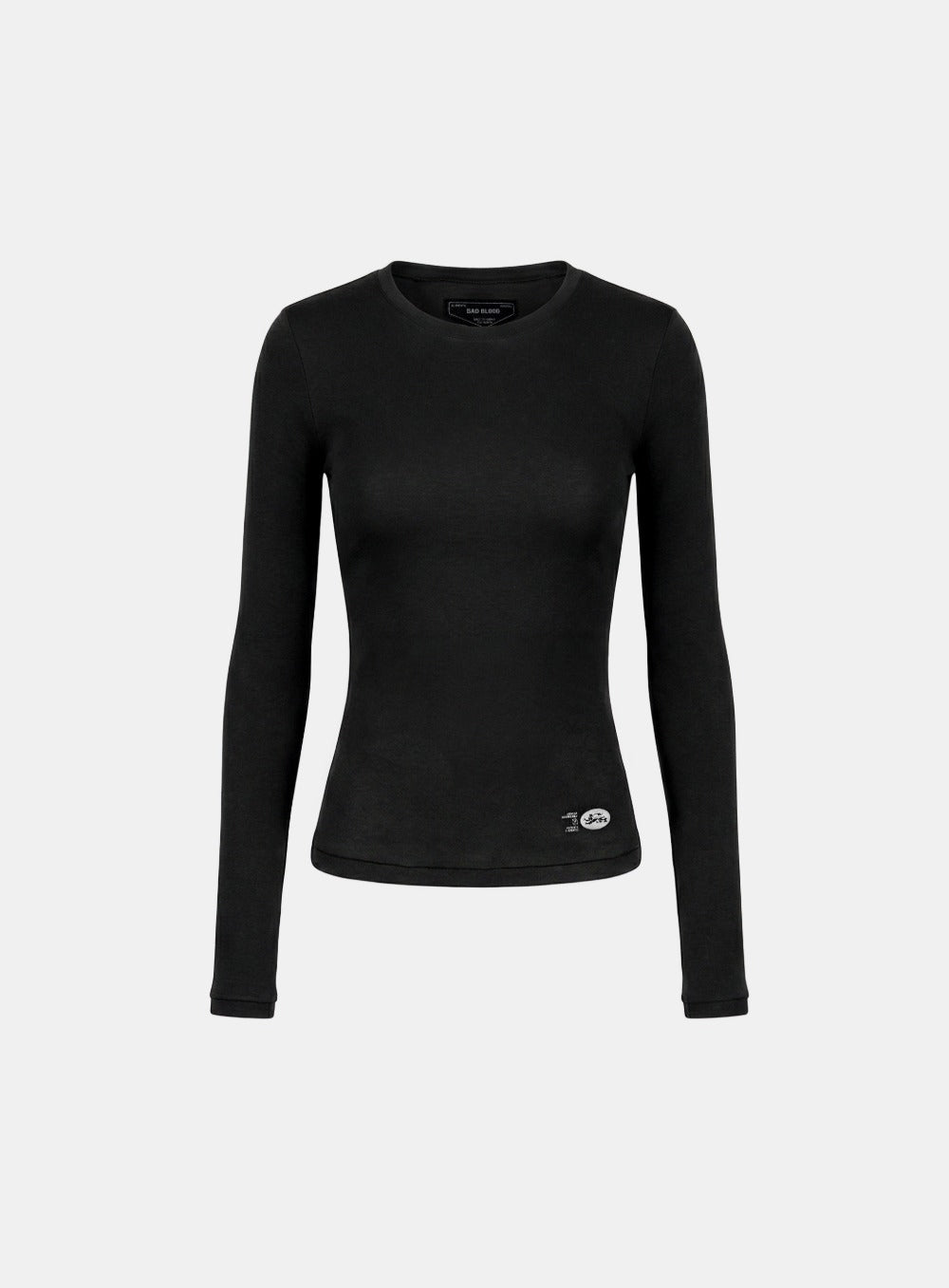 [w-tee26-050] BS Cotton Jersey Fitted Long Sleeve T-Shirt - Black
