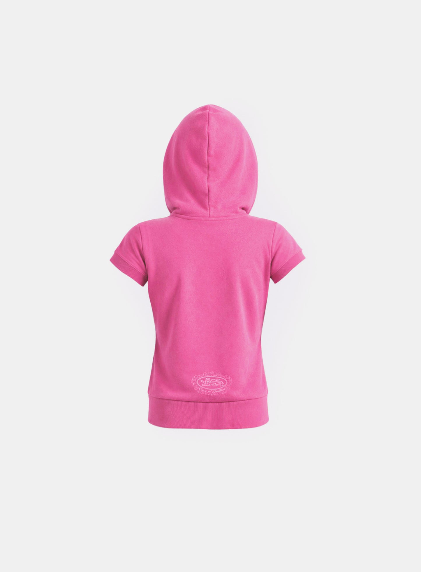 [w-hde26-050] H.B.B. Rhinestone 1/2 Sleeve Hooded Zip-Up - Pink