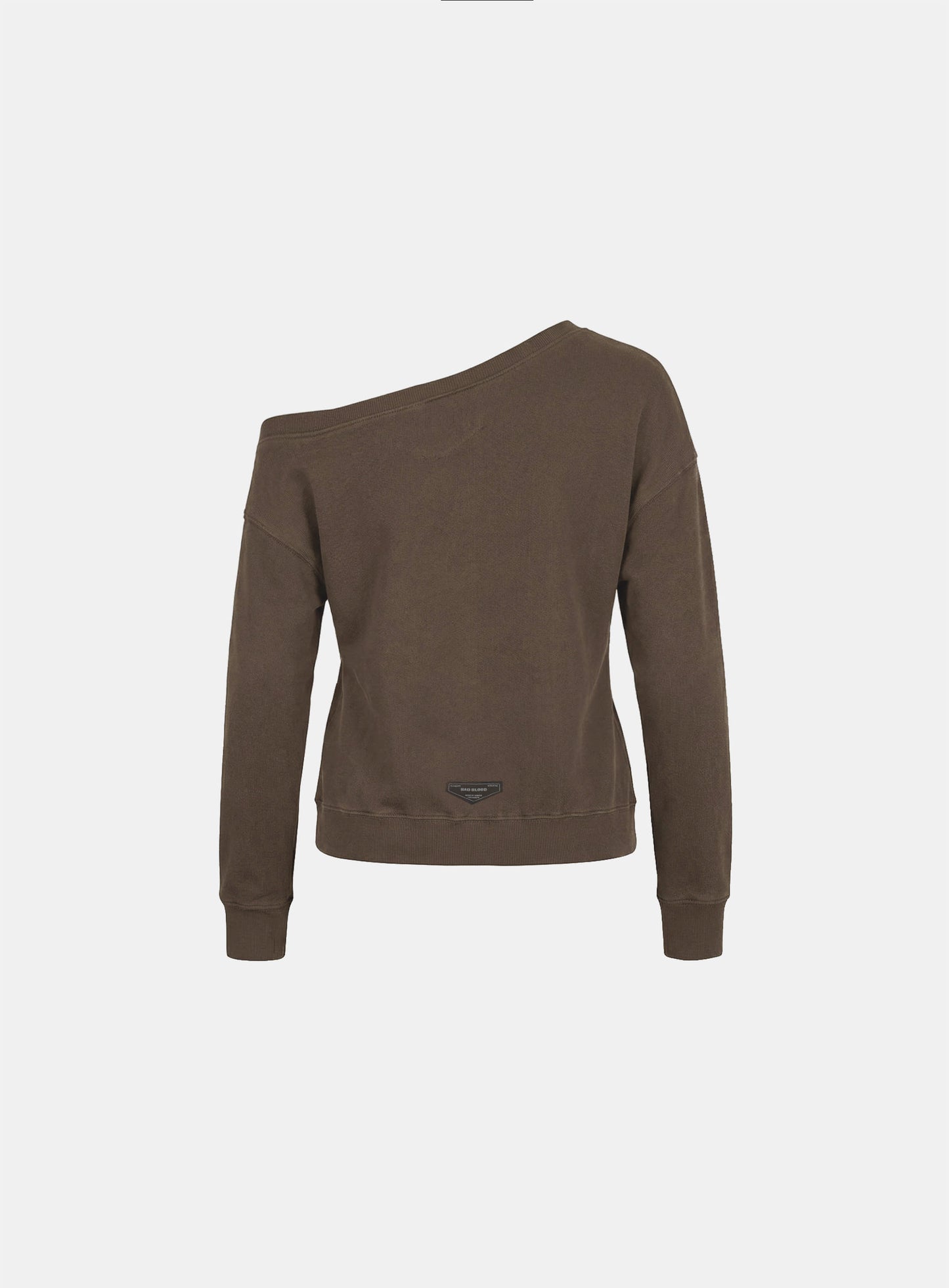 [w-sweatshirt26-002] BS Soft Terry Off-the-Shoulder Sweatshirt - Brown