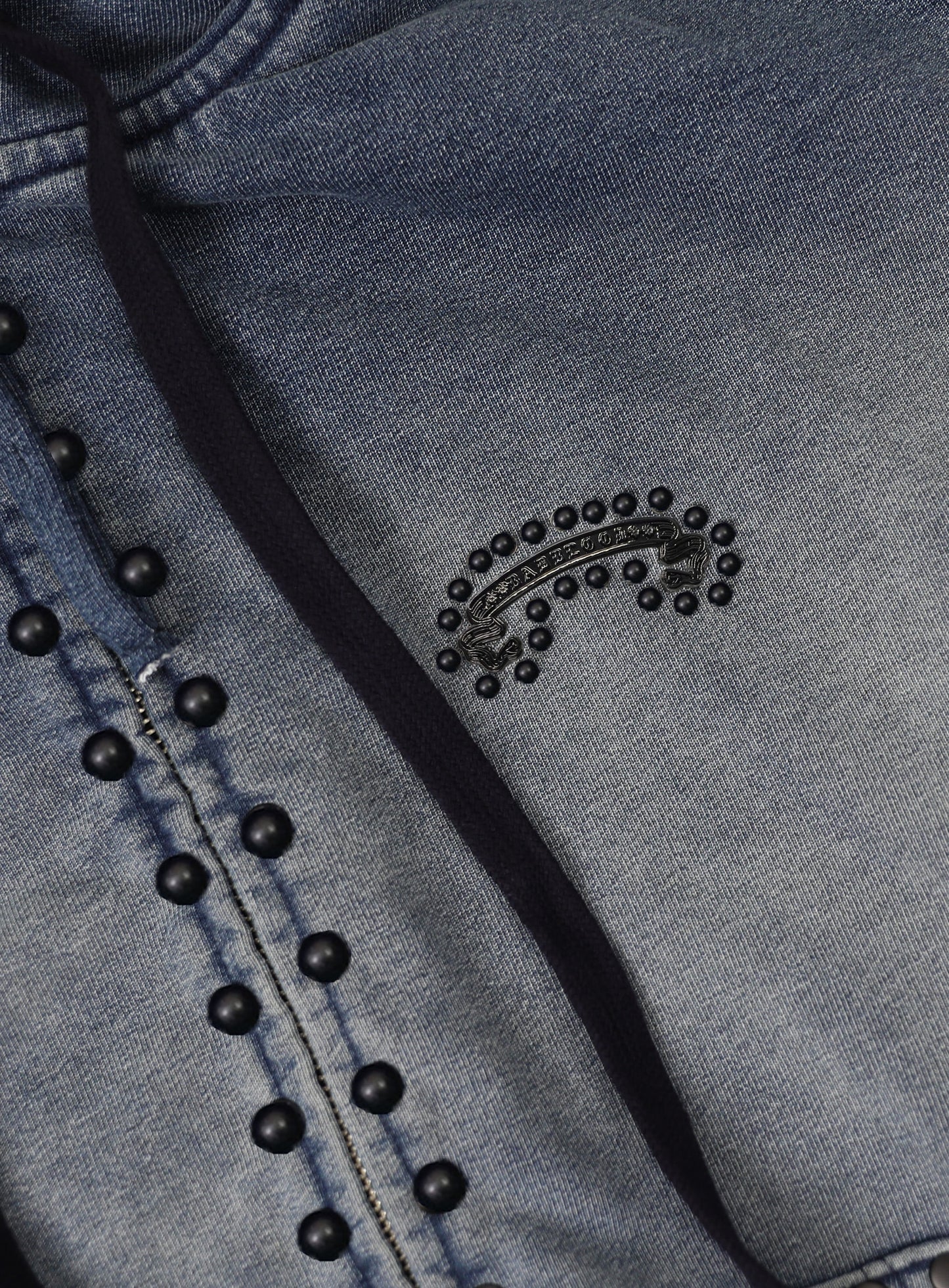 [w-hde25-083] Mystic Studded Washed Hooded Zip-Up - Blue