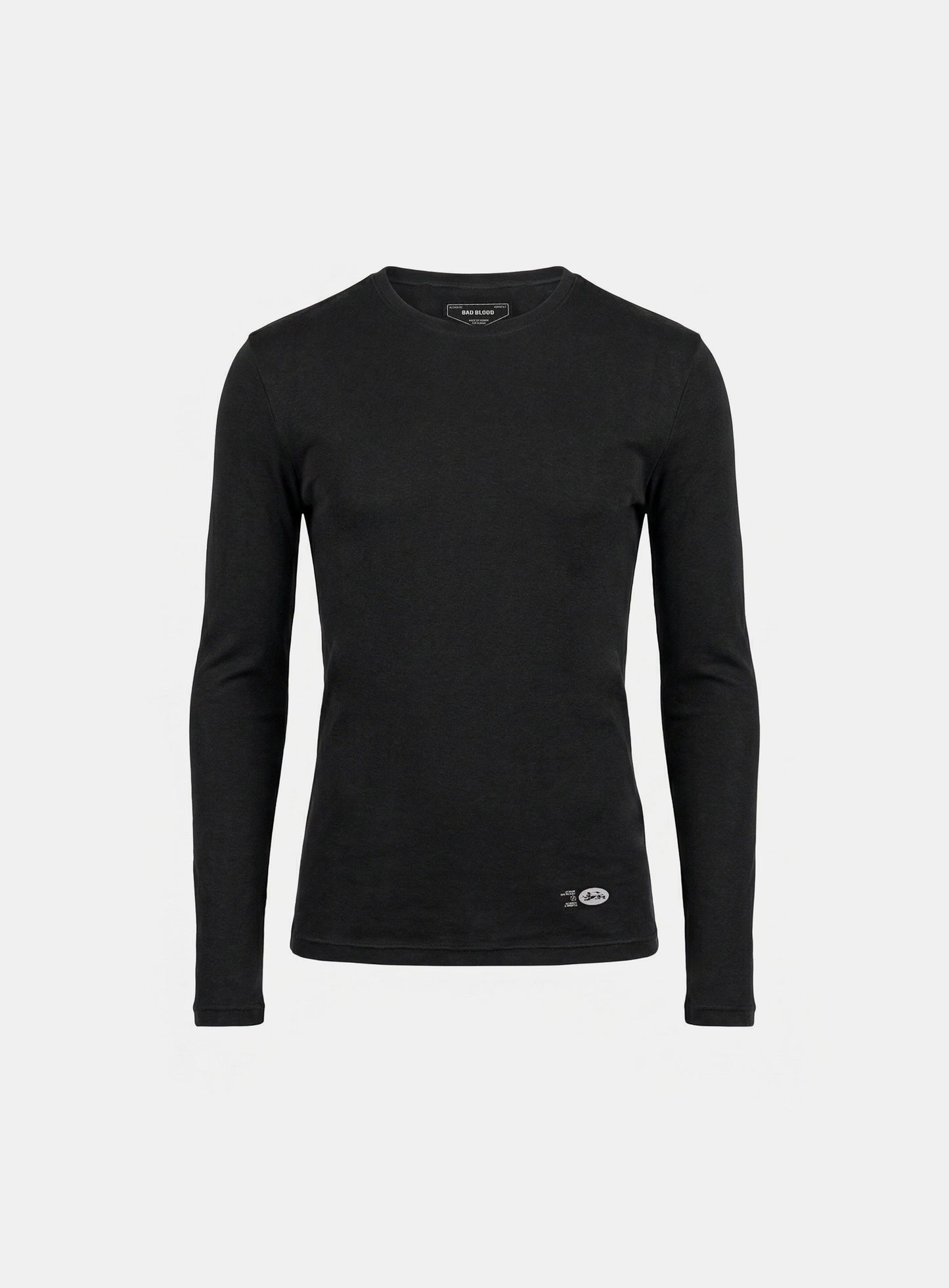 [w-tee26-050] BS Cotton Jersey Fitted Long Sleeve T-Shirt - Black