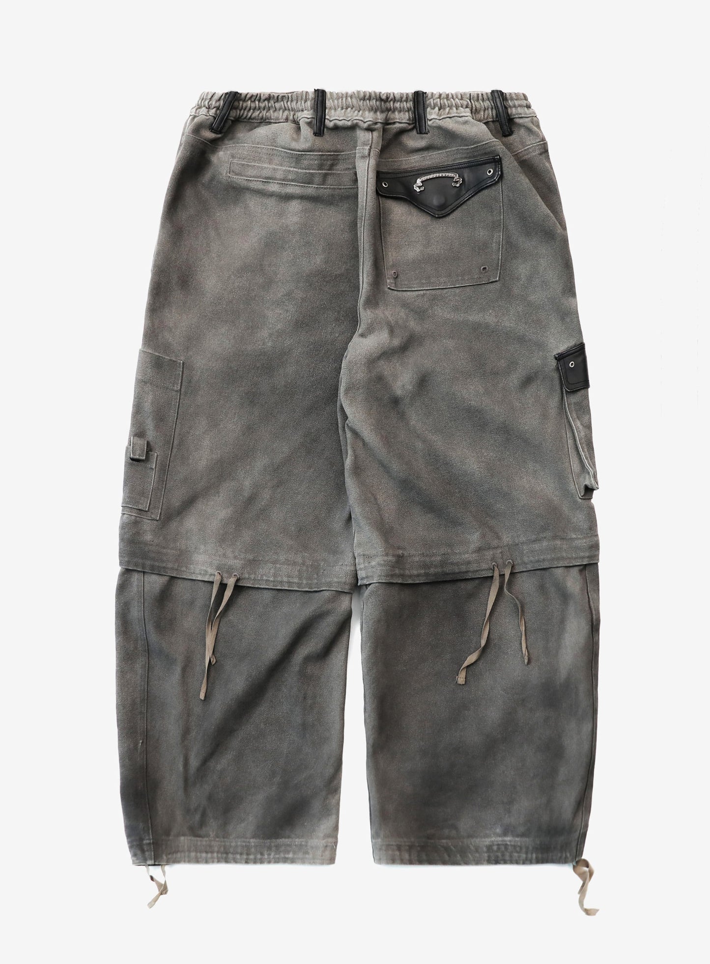 [w-pts25-114] Distressed Convertible Cargo Pants - Charcoal