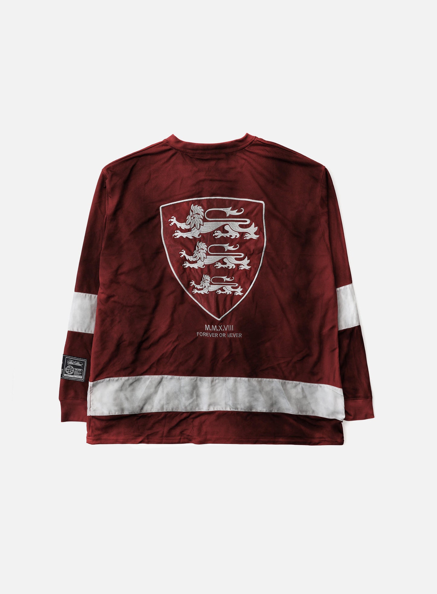 Shield M Contrast V-Neck Jersey Long Sleeve - Red