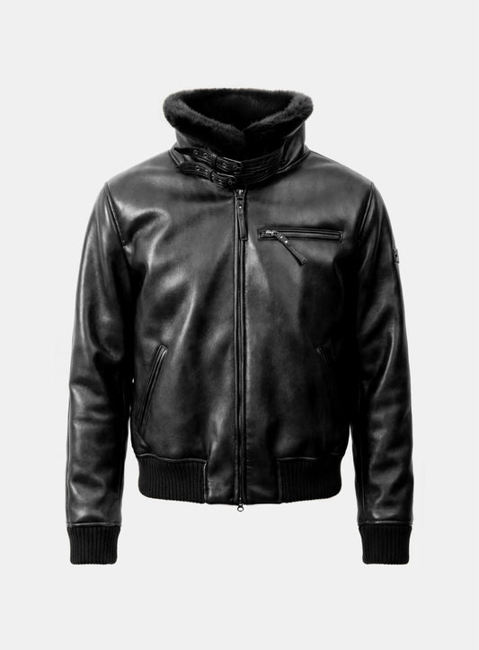 [w-jkt25-064] Viper21 Shearling Mustang Bomber Jacket - Washed Black