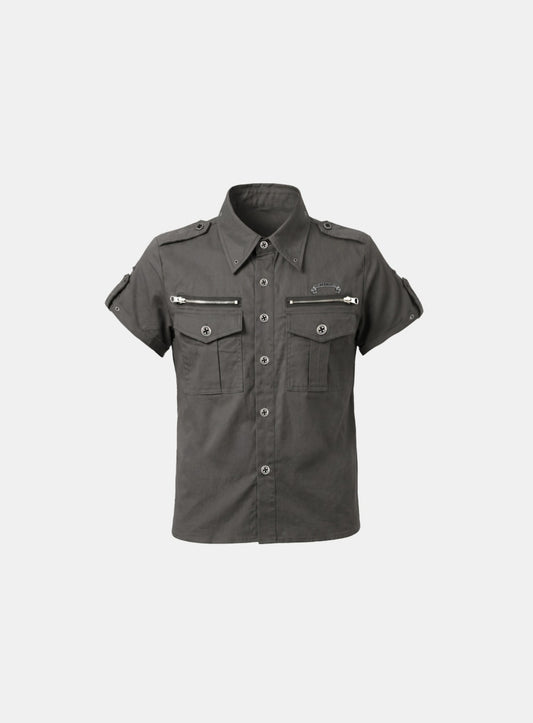 [w-sht26-016] Memphis Utility Short Sleeve Shirt - Charcoal