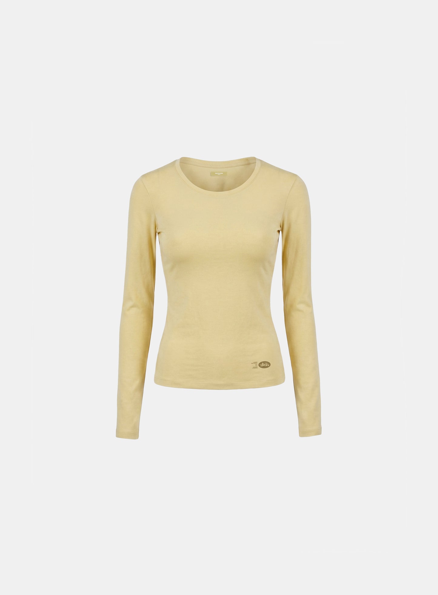 [w-tee26-197] Everyday Scoop Neck Long Sleeve T-Shirt - Yellow
